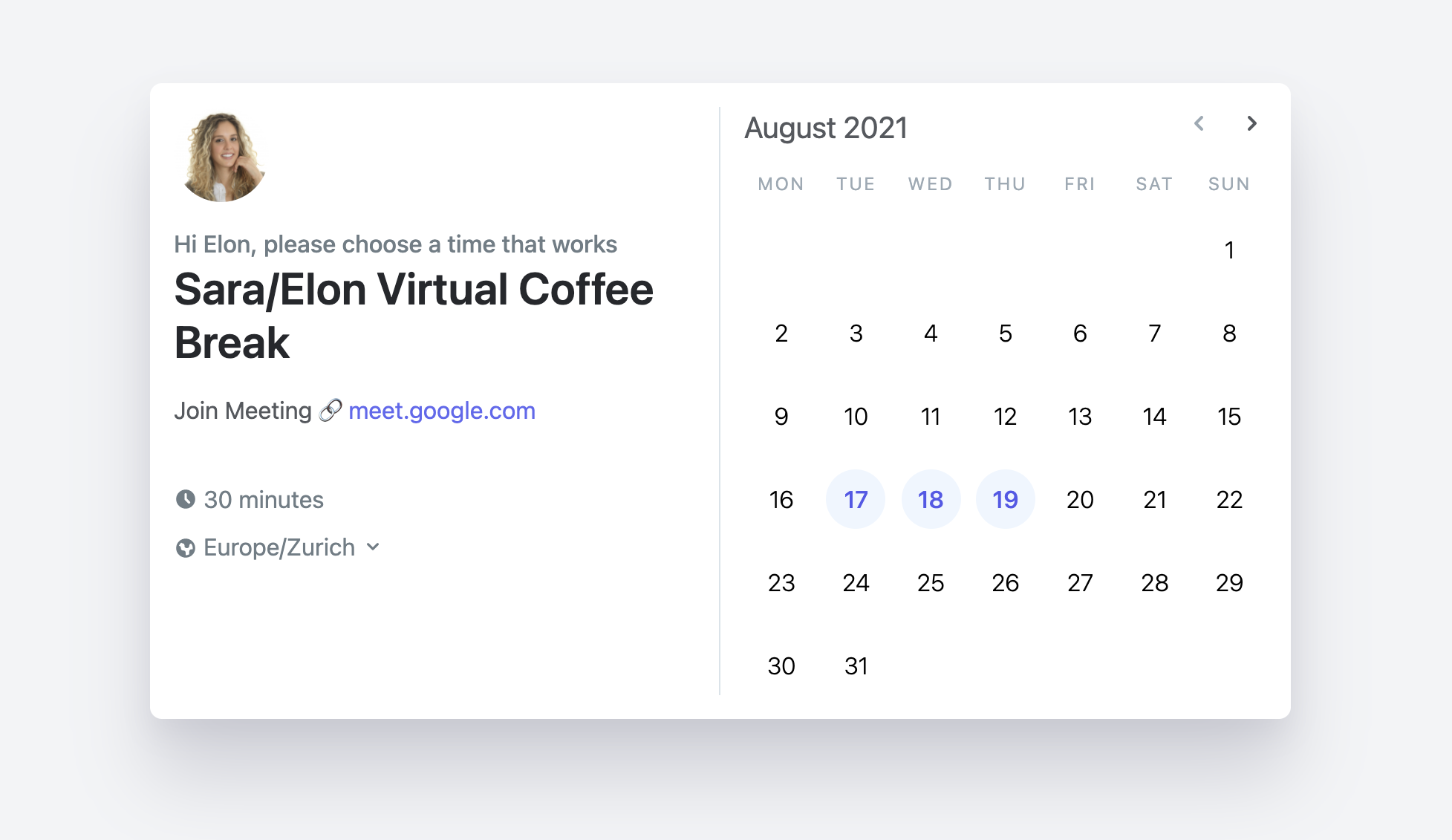 A Quick Join buttons allows you to connect to meetings with one click